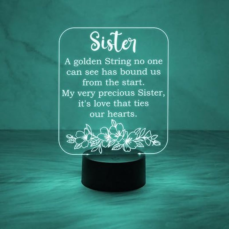 Acrylic Night Light Gifts for Sister  Thoughtful Sister Gifts from Sister Brother  Automatic Color Changing Light  Sister's Gift for Birthday