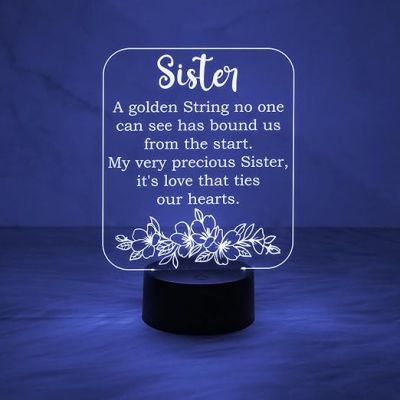 Acrylic Night Light Gifts for Sister  Thoughtful Sister Gifts from Sister Brother  Automatic Color Changing Light  Sister's Gift for Birthday