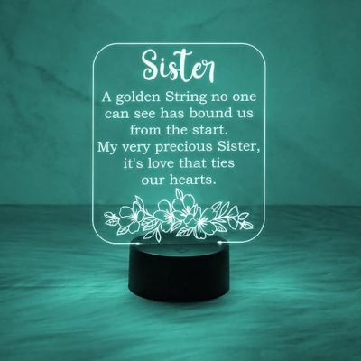 Acrylic Night Light Gifts for Sister  Thoughtful Sister Gifts from Sister Brother  Automatic Color Changing Light  Sister's Gift for Birthday