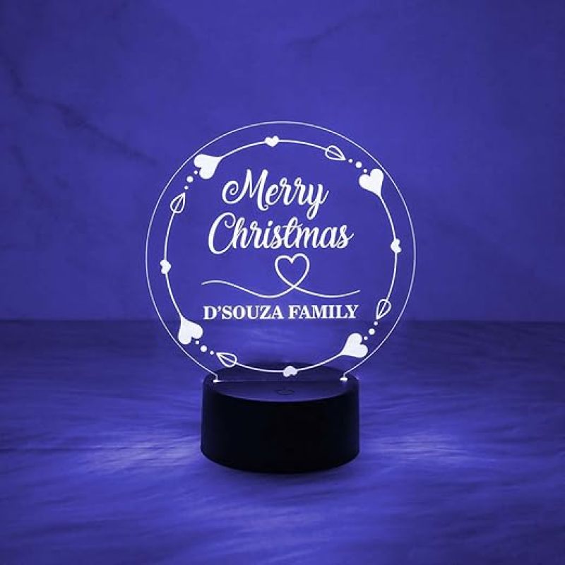 Personalized Name Lamp Wishing Merry Christmas Night Lamp with Automatic Color Changing Light  Gifts for Christmas Decorations