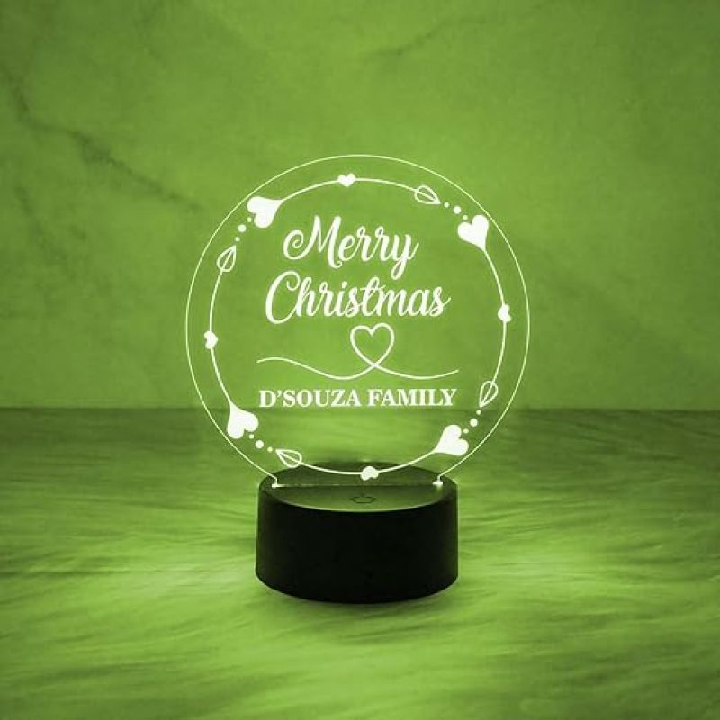 Personalized Name Lamp Wishing Merry Christmas Night Lamp with Automatic Color Changing Light  Gifts for Christmas Decorations
