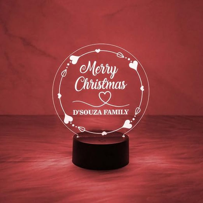 Personalized Name Lamp Wishing Merry Christmas Night Lamp with Automatic Color Changing Light  Gifts for Christmas Decorations