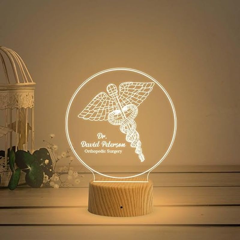 Personalized Orthopedic Surgery Desk Table Lamp with Warm White Light Thank You Gift for Doctor  3D Illusion Effect Desk Table Lamp