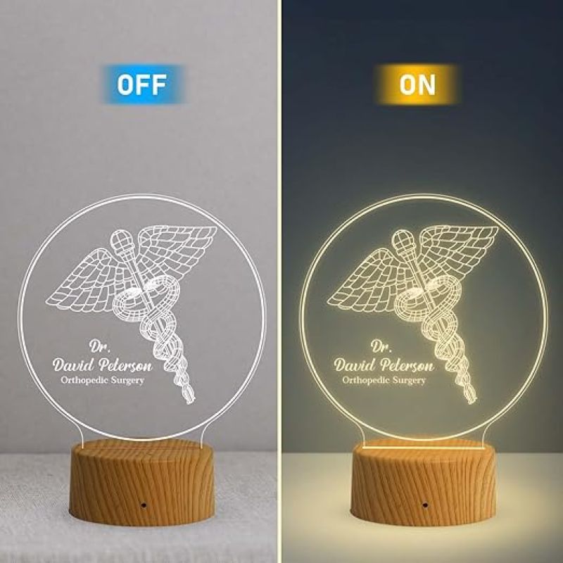 Personalized Orthopedic Surgery Desk Table Lamp with Warm White Light Thank You Gift for Doctor  3D Illusion Effect Desk Table Lamp