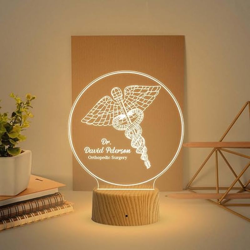 Personalized Orthopedic Surgery Desk Table Lamp with Warm White Light Thank You Gift for Doctor  3D Illusion Effect Desk Table Lamp