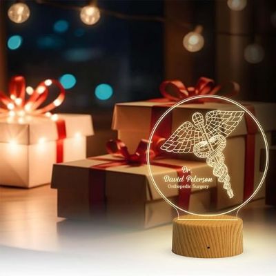 Personalized Orthopedic Surgery Desk Table Lamp with Warm White Light Thank You Gift for Doctor  3D Illusion Effect Desk Table Lamp