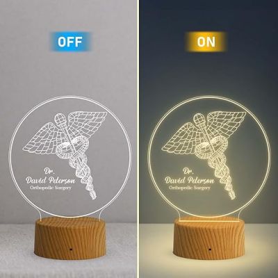 Personalized Orthopedic Surgery Desk Table Lamp with Warm White Light Thank You Gift for Doctor  3D Illusion Effect Desk Table Lamp