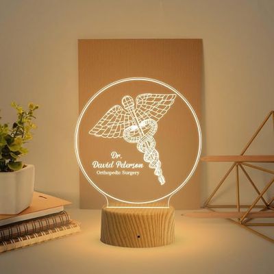 Personalized Orthopedic Surgery Desk Table Lamp with Warm White Light Thank You Gift for Doctor  3D Illusion Effect Desk Table Lamp