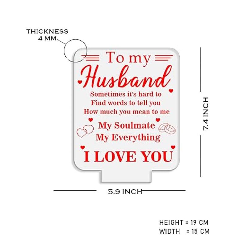 to My Husband Gifts from Wife  3D Illusion Lamp I Love You Night Light with Warm White Light  Valentines Birthday Anniversary Gift for Husband
