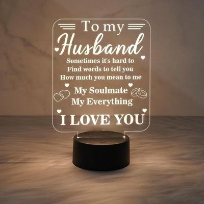 to My Husband Gifts from Wife  3D Illusion Lamp I Love You Night Light with Warm White Light  Valentines Birthday Anniversary Gift for Husband