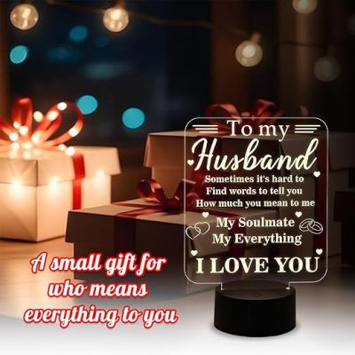 to My Husband Gifts from Wife  3D Illusion Lamp I Love You Night Light with Warm White Light  Valentines Birthday Anniversary Gift for Husband