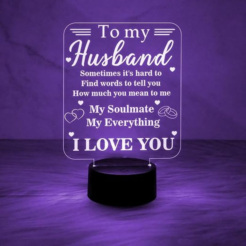 to My Husband Gifts from Wife  3D Illusion Lamp  Love You Night Light with 7 Color Changing Light  Valentines Birthday Anniversary Gift for Husband