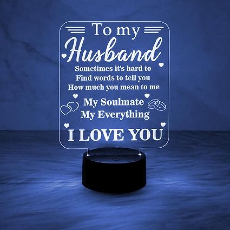 to My Husband Gifts from Wife  3D Illusion Lamp  Love You Night Light with 7 Color Changing Light  Valentines Birthday Anniversary Gift for Husband