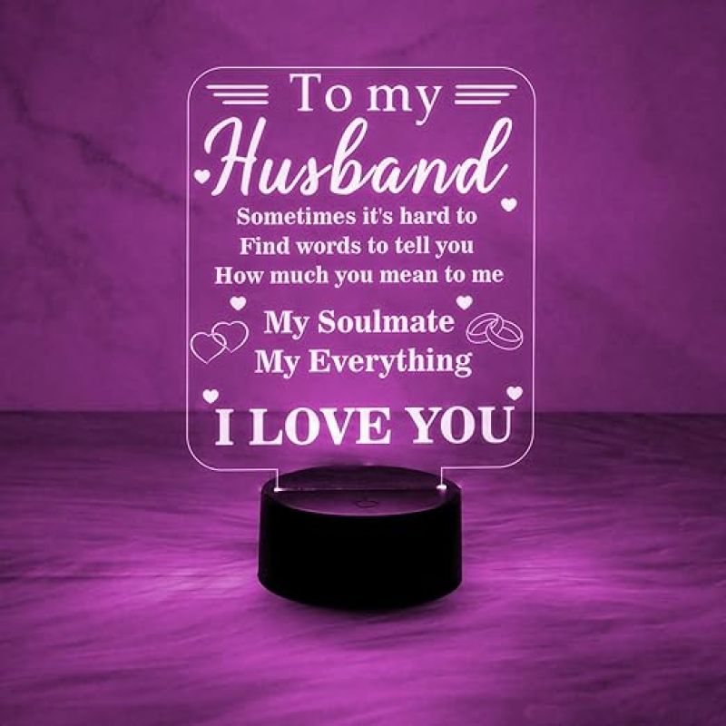 to My Husband Gifts from Wife  3D Illusion Lamp  Love You Night Light with 7 Color Changing Light  Valentines Birthday Anniversary Gift for Husband