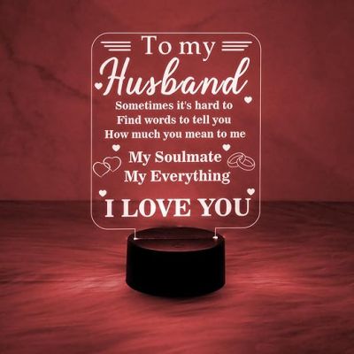 to My Husband Gifts from Wife  3D Illusion Lamp  Love You Night Light with 7 Color Changing Light  Valentines Birthday Anniversary Gift for Husband