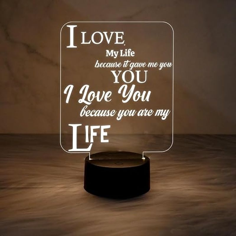 Gift for Husband Wife  I Love You Lamp  Engraved Night Lamp with Warm White Light   Anniversary Gift for Wife