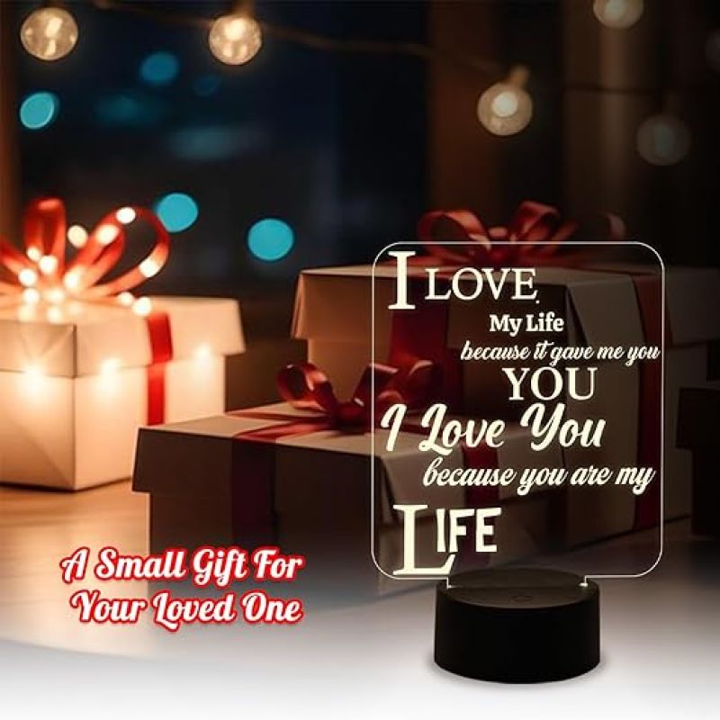 Gift for Husband Wife  I Love You Lamp  Engraved Night Lamp with Warm White Light   Anniversary Gift for Wife