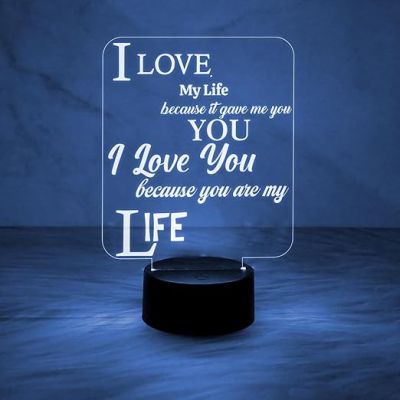 Gift for Husband Wife  I Love You Lamp  Engraved Night Lamp with Automatic Color Changing Light  Anniversary Gift for Wife