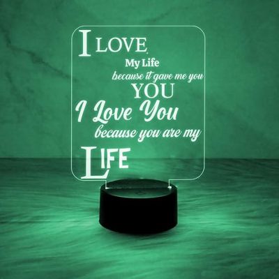 Gift for Husband Wife  I Love You Lamp  Engraved Night Lamp with Automatic Color Changing Light  Anniversary Gift for Wife