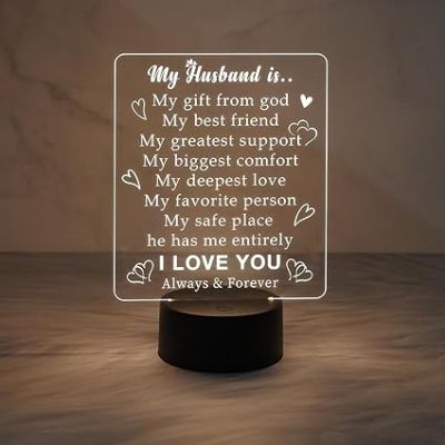 My Husband Engraved Quote Night Lamp with Warm White Light  Birthday Gift for Husband  Anniversary Gift for Husband