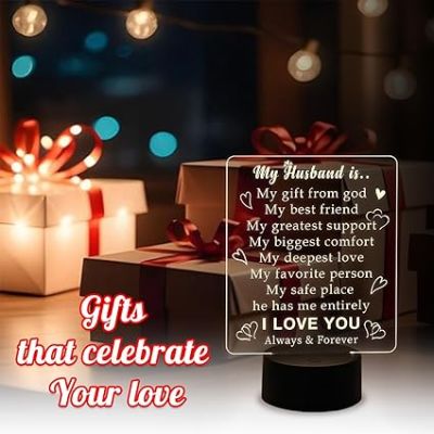 My Husband Engraved Quote Night Lamp with Warm White Light  Birthday Gift for Husband  Anniversary Gift for Husband