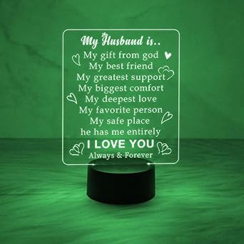 My Husband Engraved Quote Night Lamp with 7 Colors Automatic Color Changing Light   Birthday Gift for Husband  Anniversary Gift for Husband