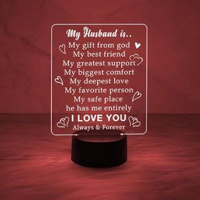 My Husband Engraved Quote Night Lamp with 7 Colors Automatic Color Changing Light   Birthday Gift for Husband  Anniversary Gift for Husband