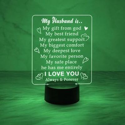 My Husband Engraved Quote Night Lamp with 7 Colors Automatic Color Changing Light   Birthday Gift for Husband  Anniversary Gift for Husband