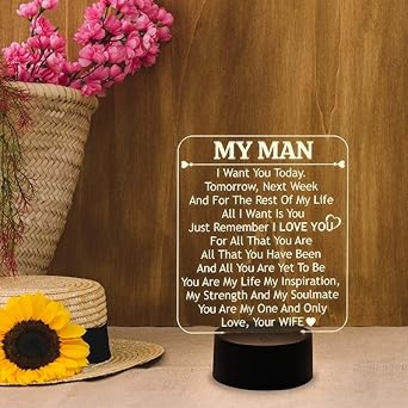 Gift for Husband  to My Mam Engraved Night Lamp with Warm White Light  Anniversary Gift for Husband  Birthday Gift for Husband