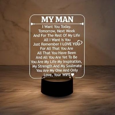 Gift for Husband  to My Mam Engraved Night Lamp with Warm White Light  Anniversary Gift for Husband  Birthday Gift for Husband