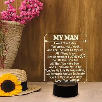 Gift for Husband  to My Mam Engraved Night Lamp with Warm White Light  Anniversary Gift for Husband  Birthday Gift for Husband