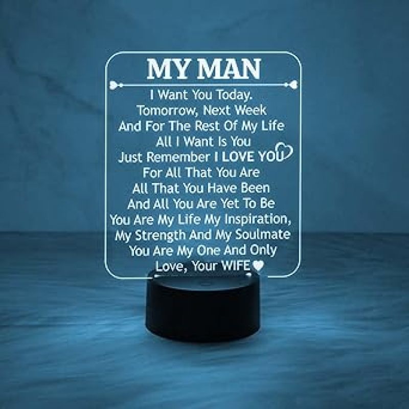 Gift for Husband  to My Mam Engraved Night Lamp with Automatic Color Changing Light  Anniversary Gift for Husband  Birthday Gift for Husband