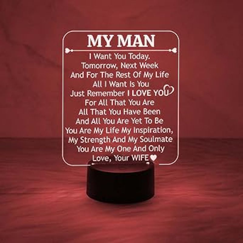Gift for Husband  to My Mam Engraved Night Lamp with Automatic Color Changing Light  Anniversary Gift for Husband  Birthday Gift for Husband
