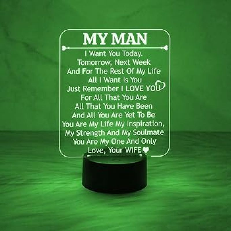 Gift for Husband  to My Mam Engraved Night Lamp with Automatic Color Changing Light  Anniversary Gift for Husband  Birthday Gift for Husband
