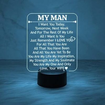 Gift for Husband  to My Mam Engraved Night Lamp with Automatic Color Changing Light  Anniversary Gift for Husband  Birthday Gift for Husband