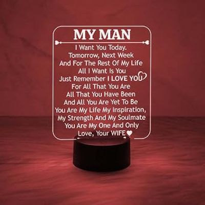 Gift for Husband  to My Mam Engraved Night Lamp with Automatic Color Changing Light  Anniversary Gift for Husband  Birthday Gift for Husband