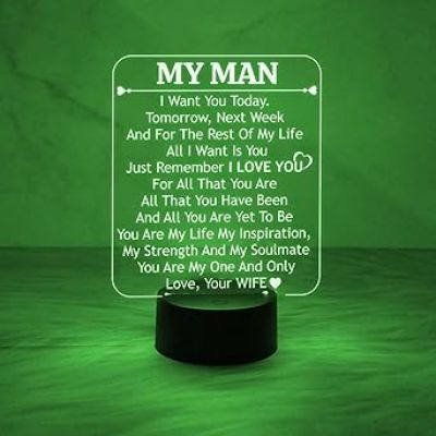 Gift for Husband  to My Mam Engraved Night Lamp with Automatic Color Changing Light  Anniversary Gift for Husband  Birthday Gift for Husband