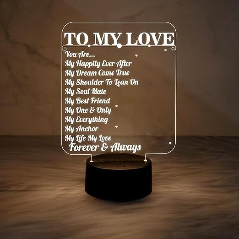 to My Love Engraved Night Lamp with Warm White Light  to My Love Gift  Anniversary Gift for Wife  Gift for Loveable Person  Gift for Husband