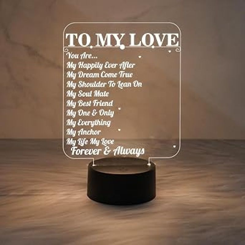 to My Love Engraved Night Lamp with Warm White Light  to My Love Gift  Anniversary Gift for Wife  Gift for Loveable Person  Gift for Husband