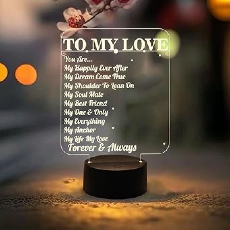 to My Love Engraved Night Lamp with Warm White Light  to My Love Gift  Anniversary Gift for Wife  Gift for Loveable Person  Gift for Husband