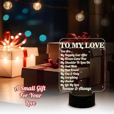 to My Love Engraved Night Lamp with Warm White Light  to My Love Gift  Anniversary Gift for Wife  Gift for Loveable Person  Gift for Husband