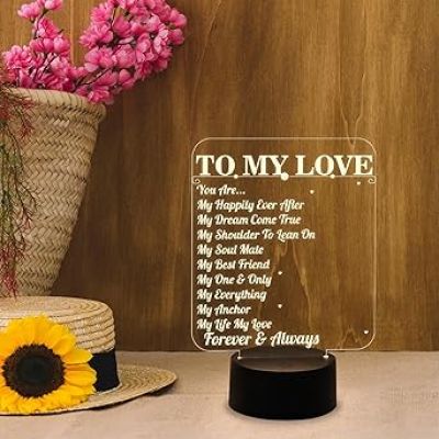 to My Love Engraved Night Lamp with Warm White Light  to My Love Gift  Anniversary Gift for Wife  Gift for Loveable Person  Gift for Husband