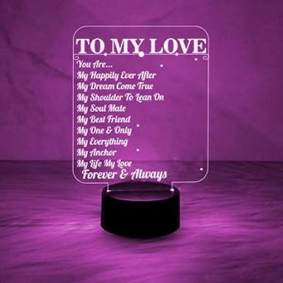 to My Love Engraved Night Lamp with 7 Color Auto Changing Light  to My Love Gift  Anniversary Gift for Wife  Gift for Loveable Person  Gift for Husband