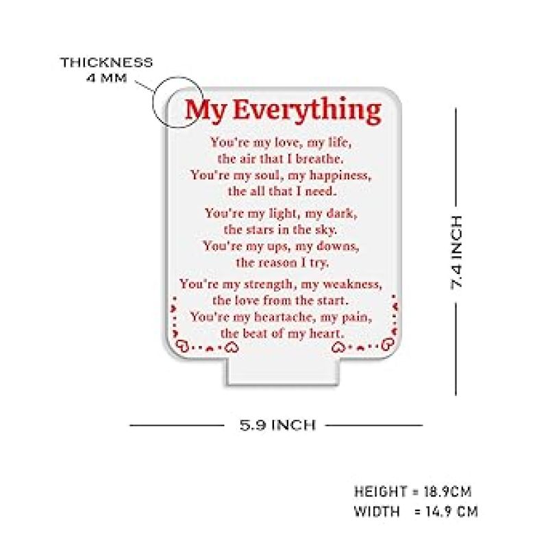 Engraved My Everything Night Lamp with Warm White Light  Anniversary Gift for Wife & Husband  Birthday Surprise Gift for Husband