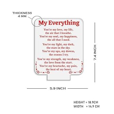 Engraved My Everything Night Lamp with Warm White Light  Anniversary Gift for Wife & Husband  Birthday Surprise Gift for Husband