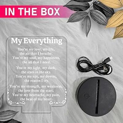 Engraved My Everything Night Lamp with Warm White Light  Anniversary Gift for Wife & Husband  Birthday Surprise Gift for Husband