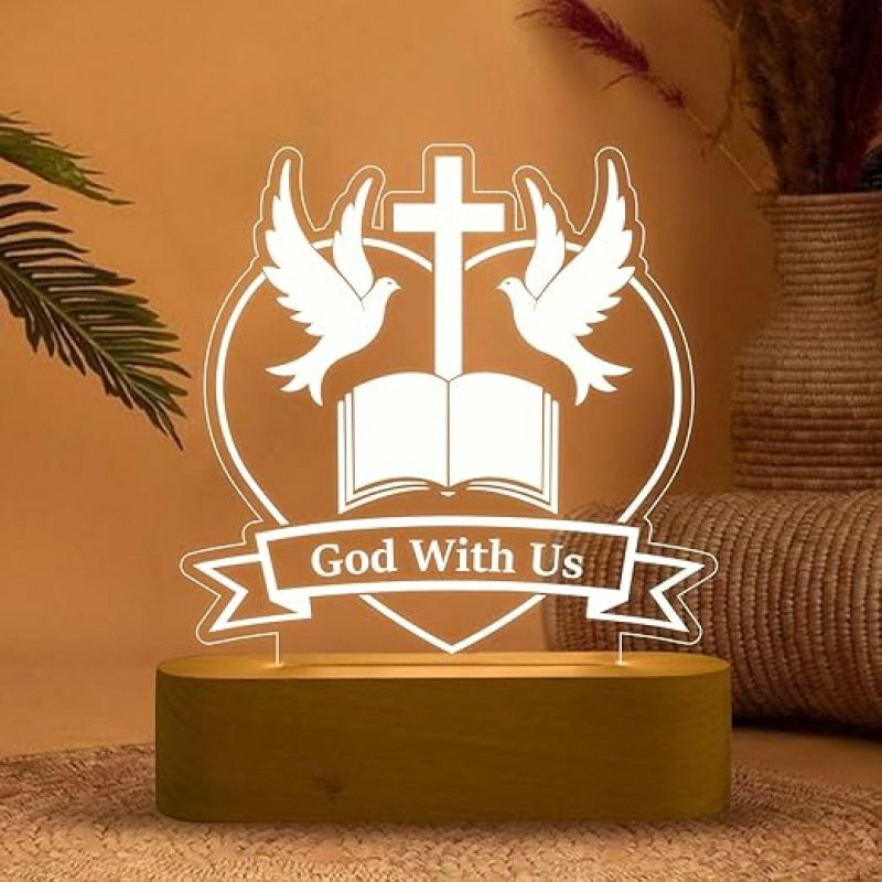 Jesus Cross 3D Illusion Table Lamp with Cool White Light Led Light for Prayer  Christian Gift for Men & Woman  Christian Lamp Gift  Religious Gift Items