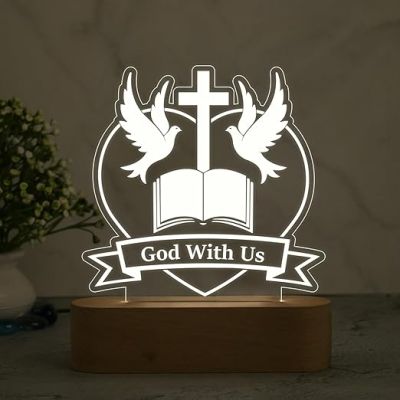 Jesus Cross 3D Illusion Table Lamp with Cool White Light Led Light for Prayer  Christian Gift for Men & Woman  Christian Lamp Gift  Religious Gift Items