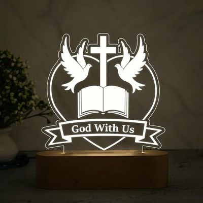 Jesus Cross 3D Illusion Table Lamp with Cool White Light Led Light for Prayer  Christian Gift for Men & Woman  Christian Lamp Gift  Religious Gift Items