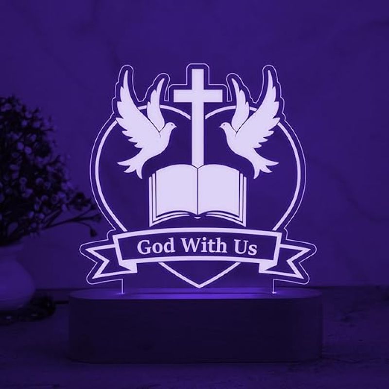 3D Illusion Jesus Night Lamp with Multicolored Light  Led Light for Prayer  Christian Gift for Men & Woman  Christian Lamp Gift  Religious Gift Items